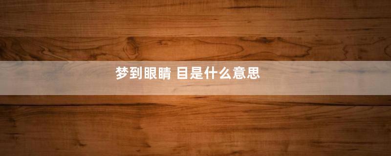 梦到眼睛 目是什么意思